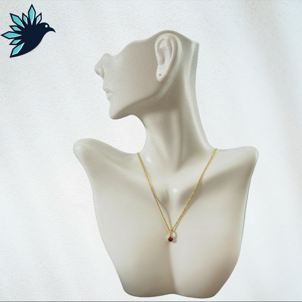 18K Yellow Gold Ruby Necklace w/ Diamonds